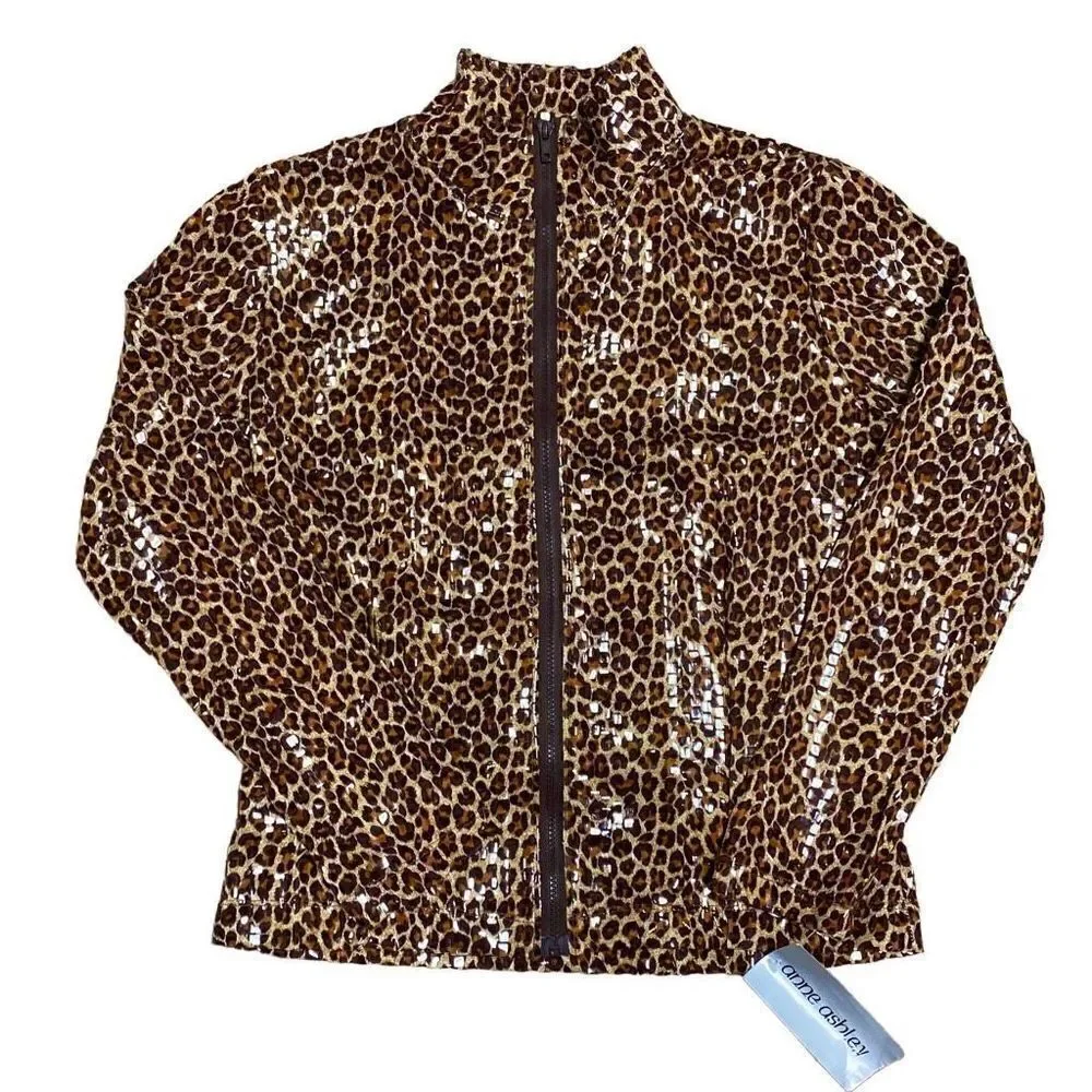 Anne Ashley Cheetah Full Zip Jacket Size Small NEW